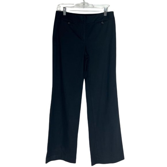 Ann Taylor Women's Size 4 Wide Leg Dress Pants Zip Fly Cotton Solid Black - Picture 1 of 6